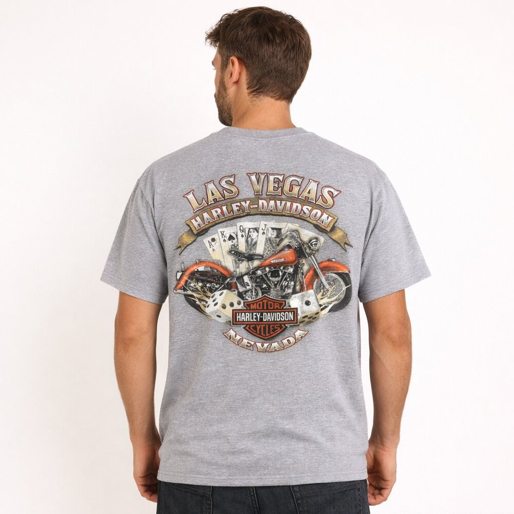 Vintage Harley Davidson Skull Graphic Tee Dead Mans Hand Biker Hanes Beefy Large